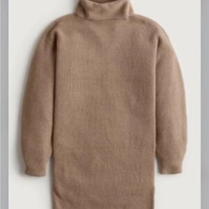 Hollister Turtleneck Knit Sweater Dress Chestnut Brown